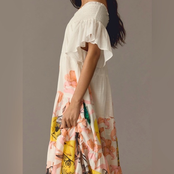 Anthropologie Maeve Pia Binazzi Tiered Off The Shoulder Dress in Novelty - SMALL - Picture 10 of 16